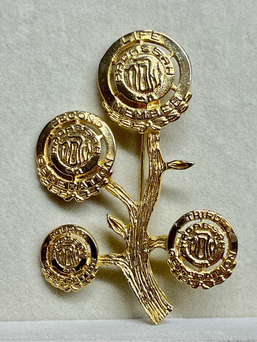 Hadassah Life Member Tree Brooch Pin Gold Tone Judaica Vintage